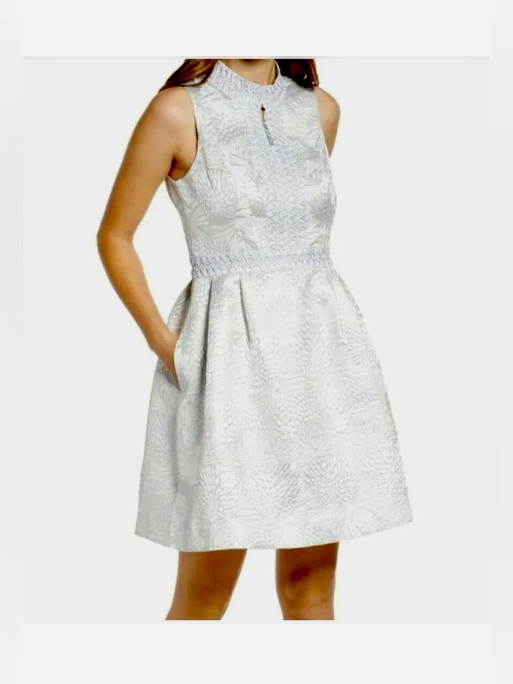Lilly Pulitzer Franci Dress Seaside Grey Full Bloom Brocade. size 8